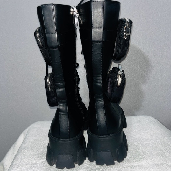 Steve Madden Thorpe Combat Stylish Black Women's Boots with Pockets - Picture 3 of 9